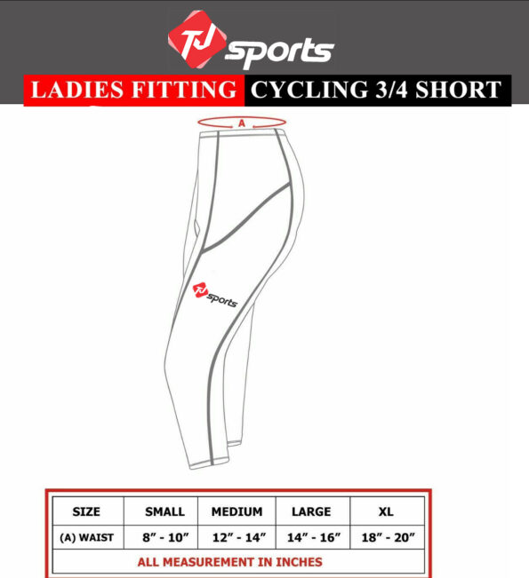 padded shorts size chart