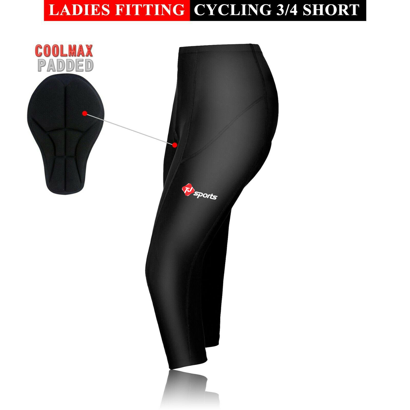 Women Cycling Tights 3/4 Shorts Padded Ladies Leggings Cool Max Anti Bac Pad
