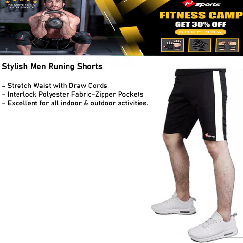 TJ Sports Running Shorts Black and Grey